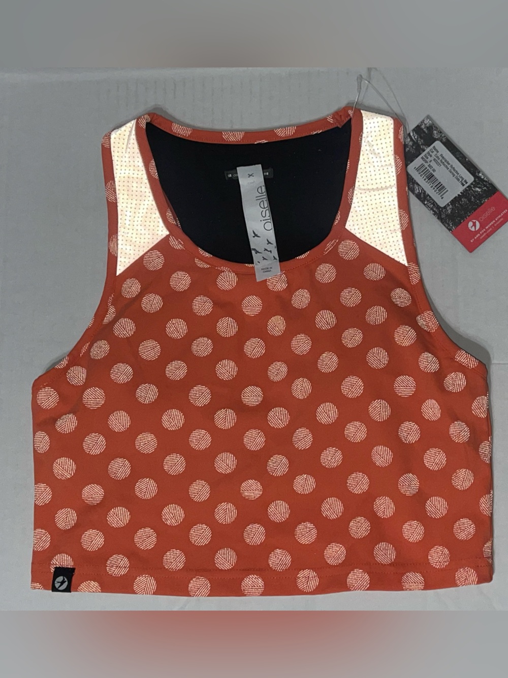 Oiselle Firecracker Reflective Long Bra - Size 8 - Coho Daring Dots - NWT